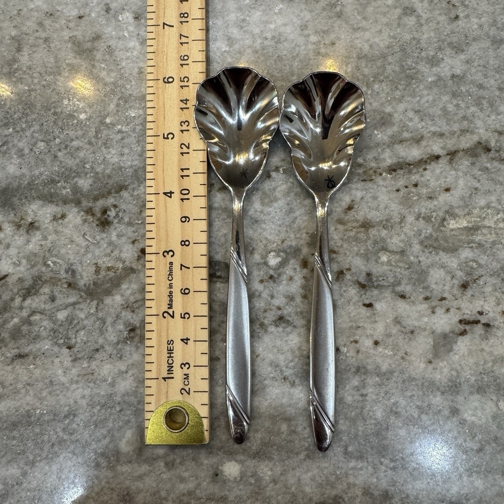Oneida Risotto Sugar Shell Spoons Set Of 2 Condiments Stainless Steel 6"